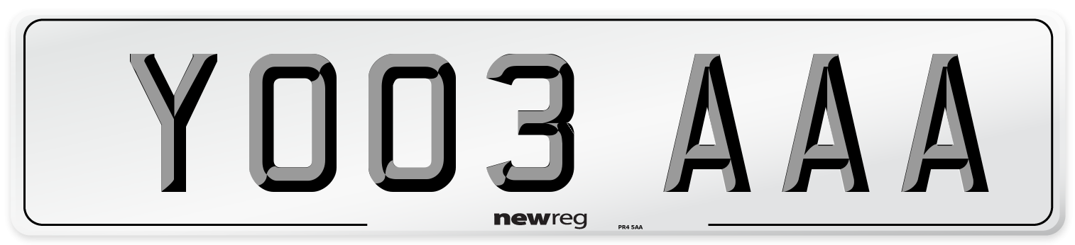 YO03 AAA Number Plate from New Reg
